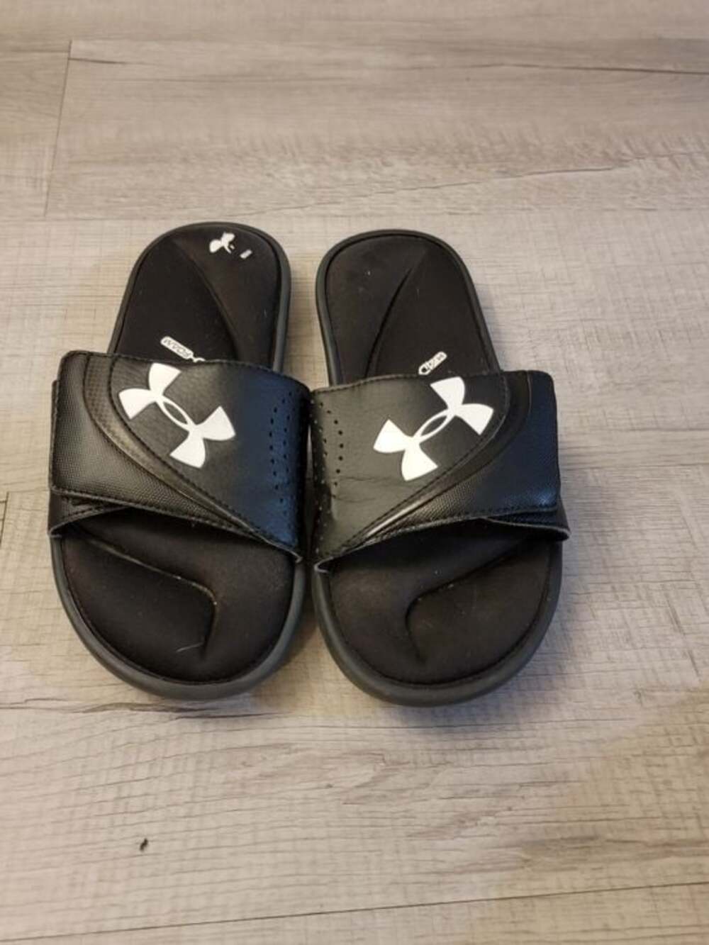 Under Armour Kids Black Slide Sandals with White Logo